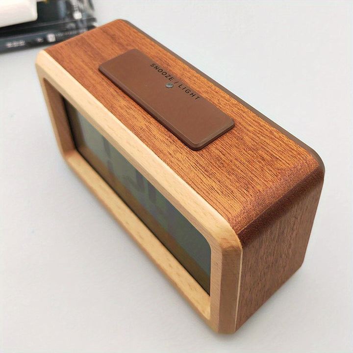 Digital Wooden Clock – LED Display with Temperature and Date