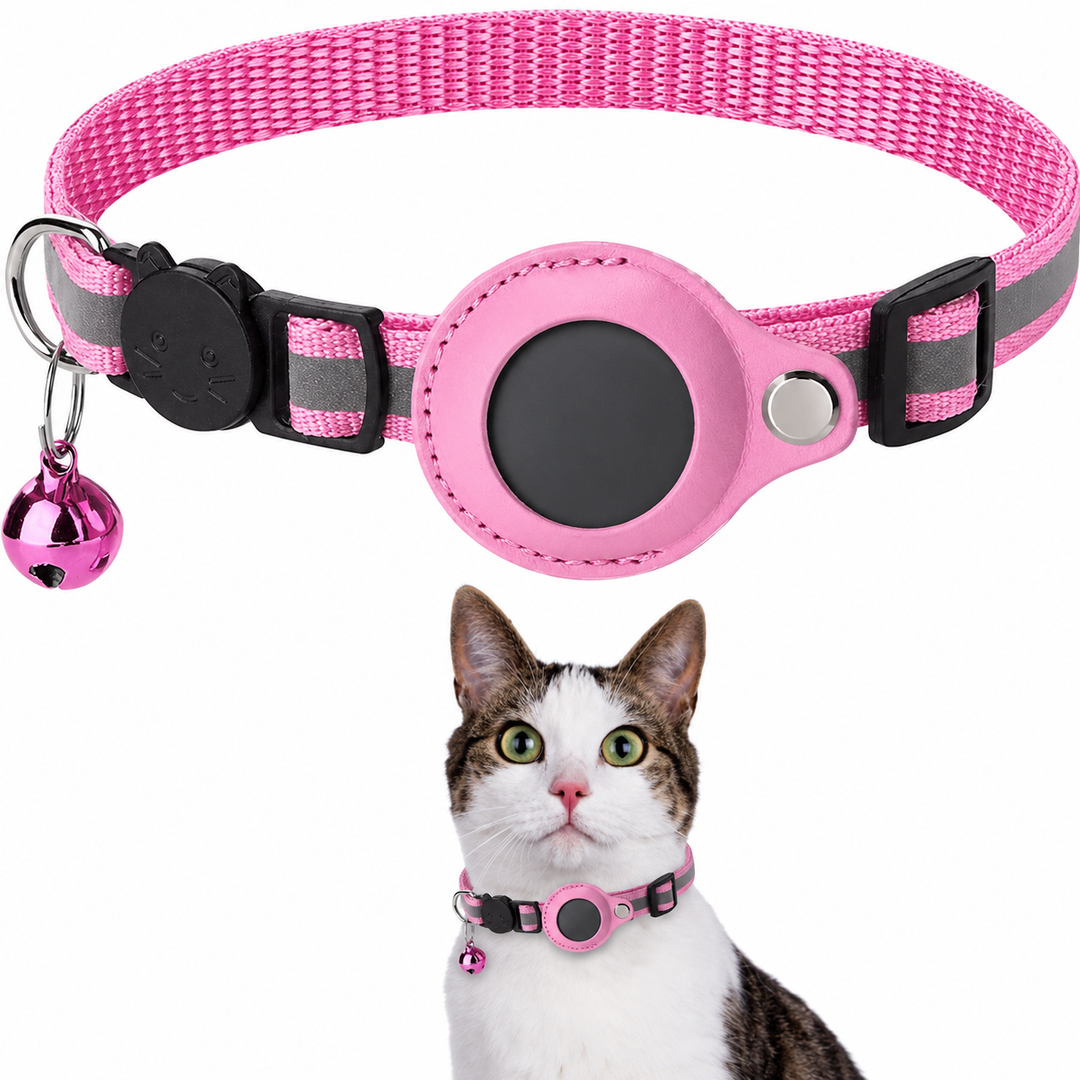 Adjustable Cat Collar with GPS and Reflective Strip