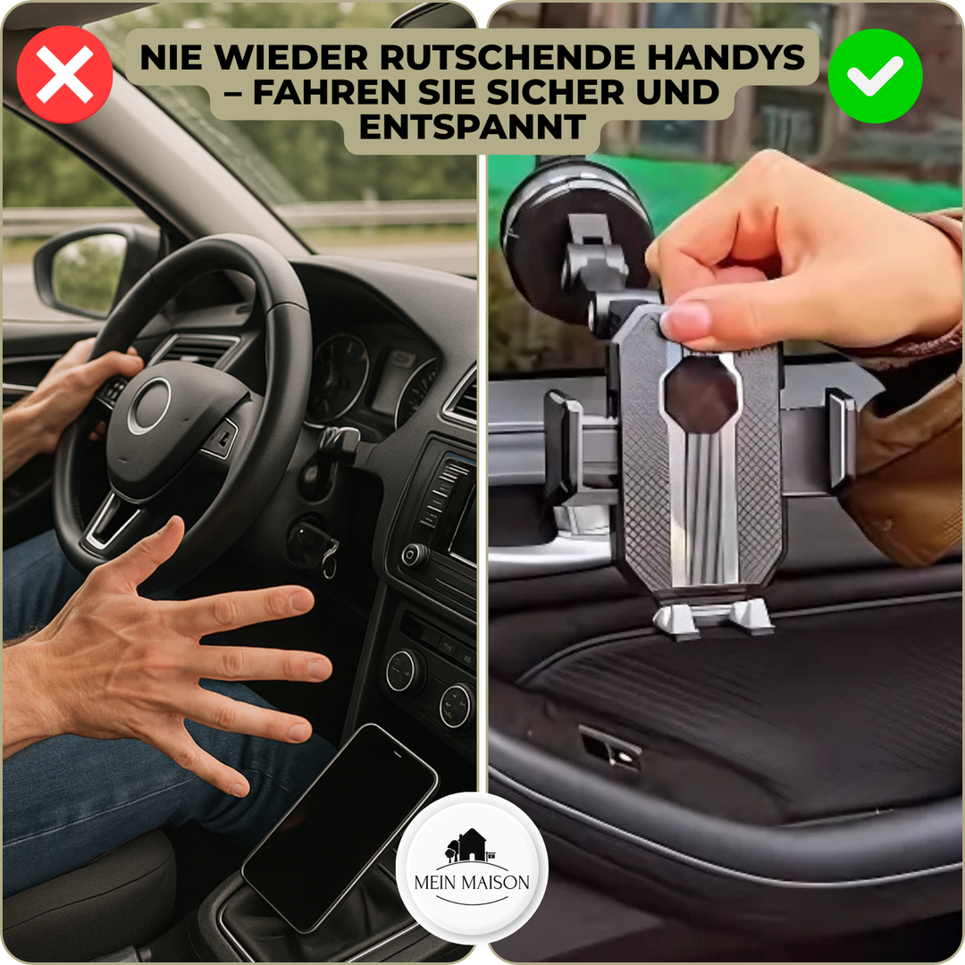 GripTech Car Phone Holder | Strong Suction Grip | 360° Rotation | One-Handed Use