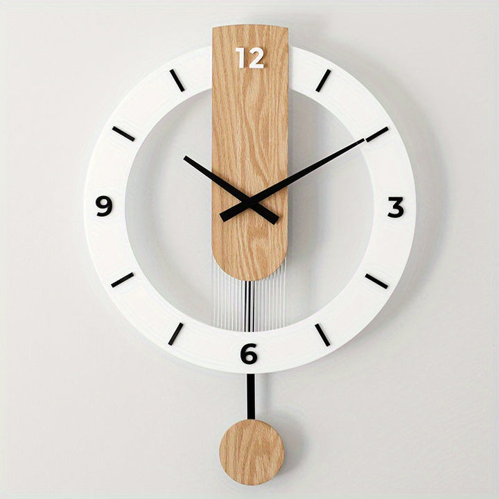 Creative Wood and Acrylic Pendulum Wall Clock – Elegant, Silent Decoration