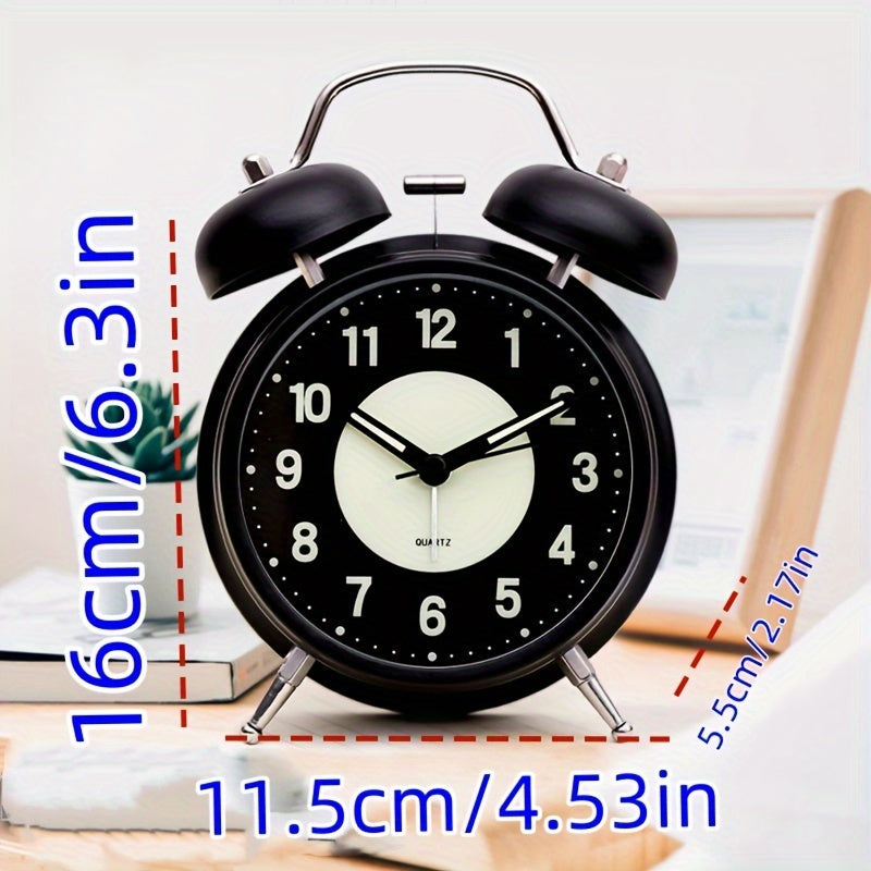 Silent Luminous Alarm Clock – Black Metal Clock for Heavy Sleepers