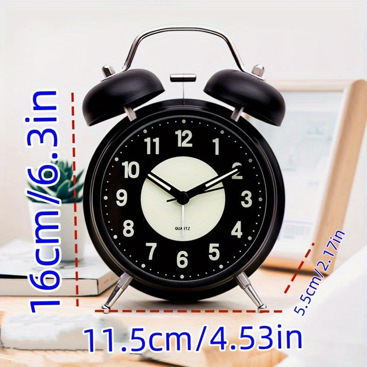 Silent Luminous Alarm Clock – Black Metal Clock for Heavy Sleepers