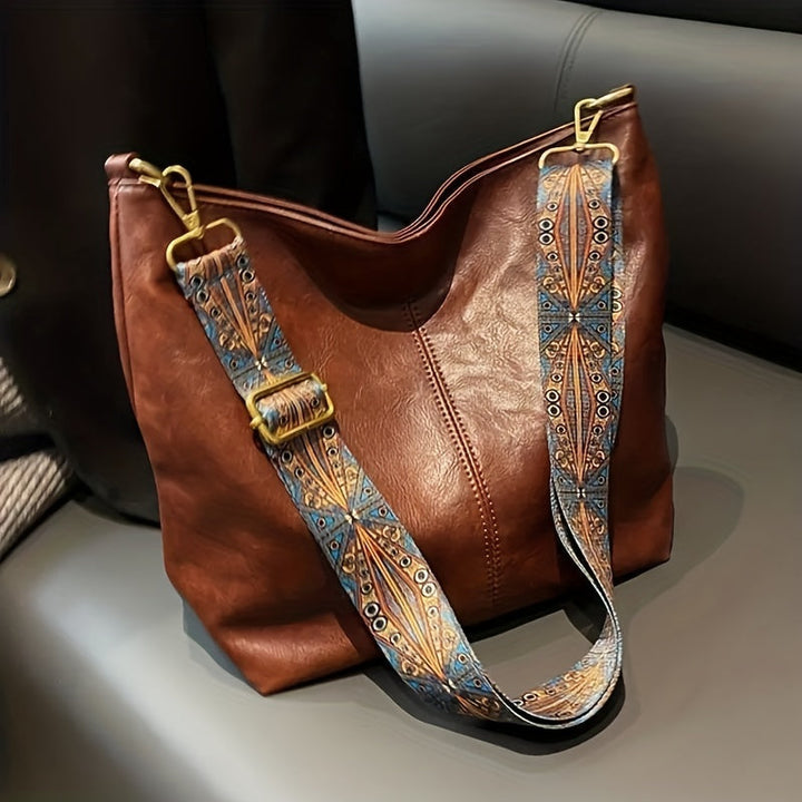 Geometric Oversized Bag – Large-Capacity Shoulder Bag with Retro Style