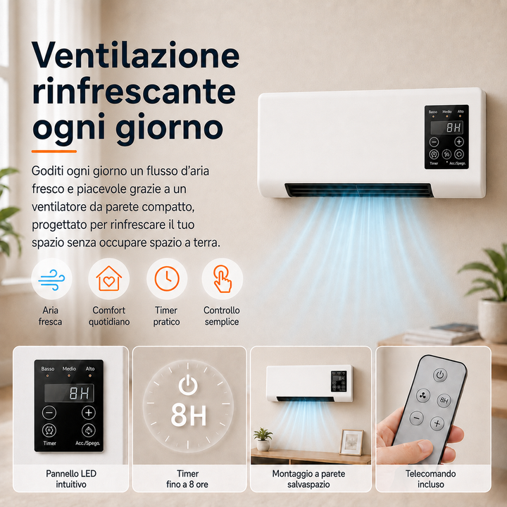 Compact Wall Fan – Portable Cooling with Remote Control