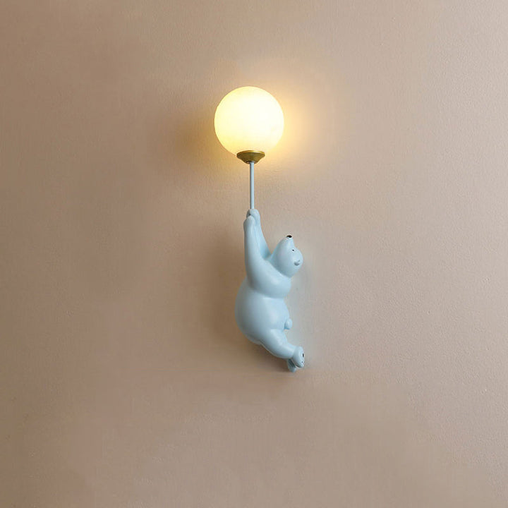 Cute Bear Wall Lamp with Decorative Balloon Light for Kids' Room