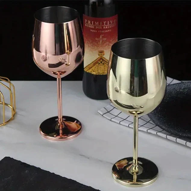 Stainless Steel Wine Glass with Mirror Finish for Everyday Use