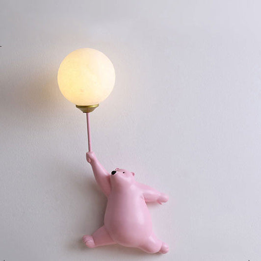 Cute Bear Wall Lamp with Decorative Balloon Light for Kids' Room