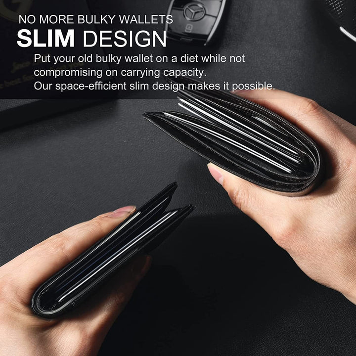 Men's Slim RFID Wallet | Leather Card Holder | Black