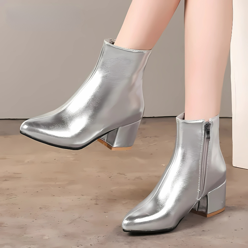 The Ankle Boots – Bold Silver Finish with Comfortable Design