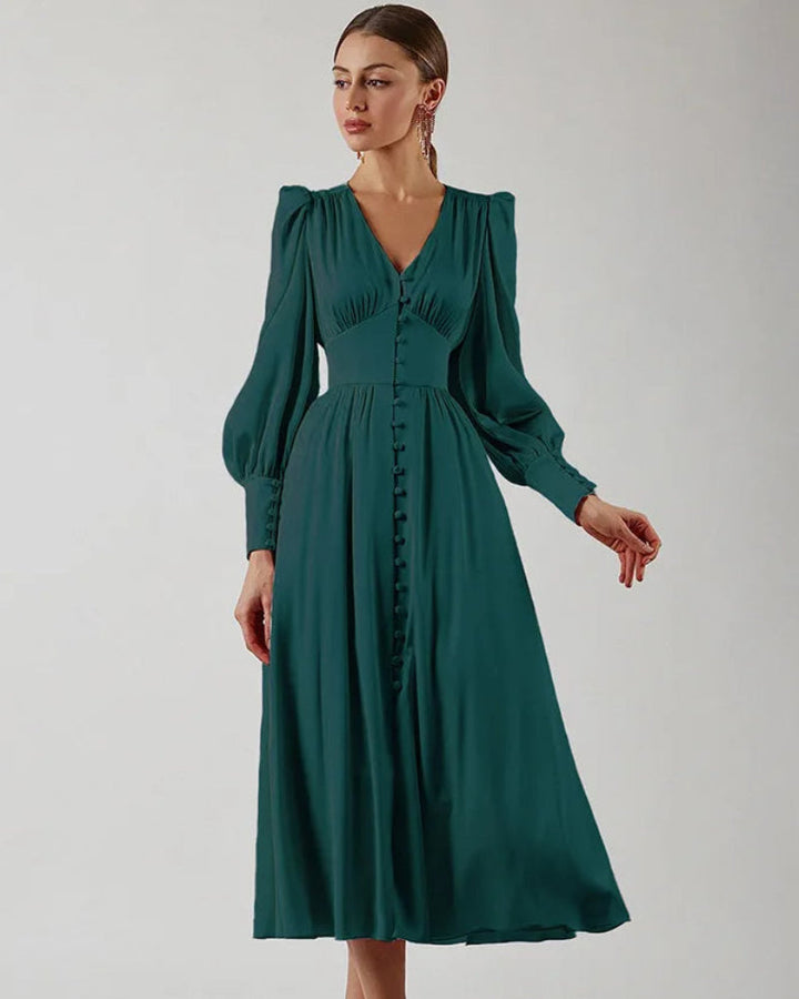 Elegant Satin V-Neck Maxi Dress for Women Timeless Elegance with a Modern Touch