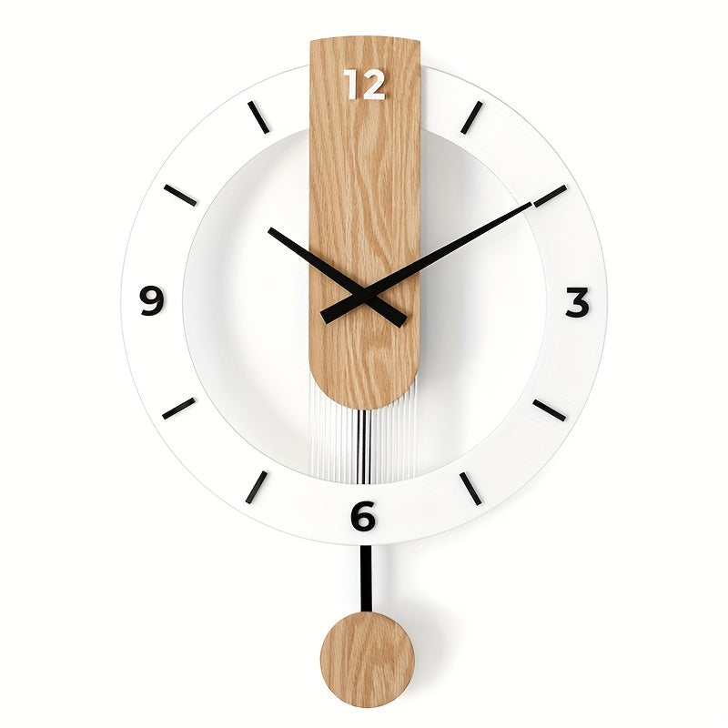 Creative Wood and Acrylic Pendulum Wall Clock – Elegant, Silent Decoration