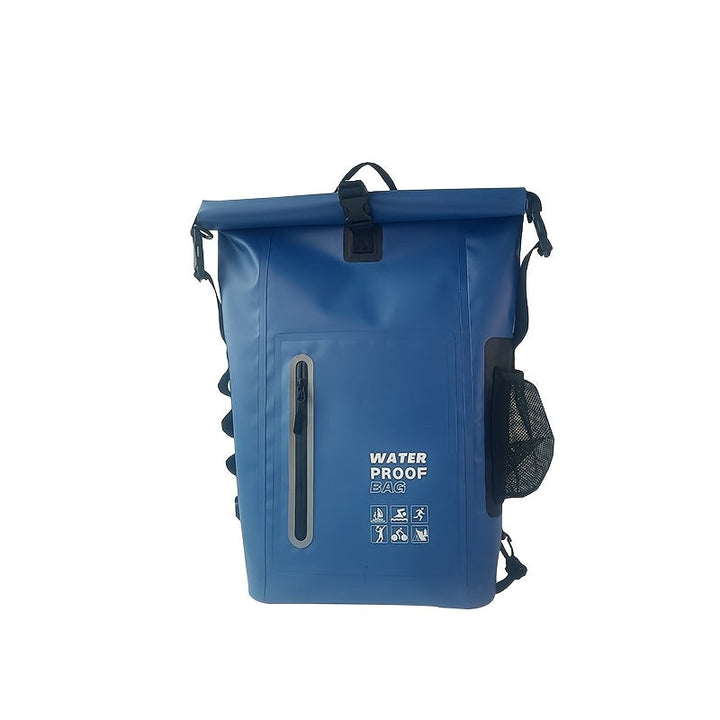 Waterproof 25L Backpack with Roll-Top Closure, Multiple Pockets, Sturdy Buckle Closure and Side Mesh Pocket