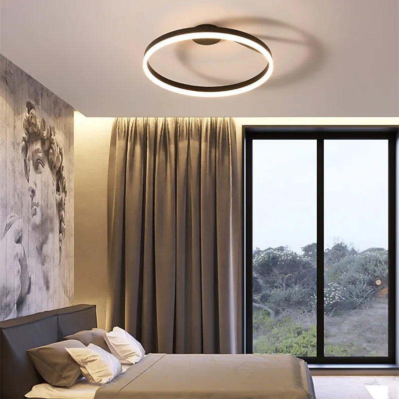 Arisha Moderne LED-Ringdeckenleuchte Schwarz/Weiß Wohnzimmer Flur Metall