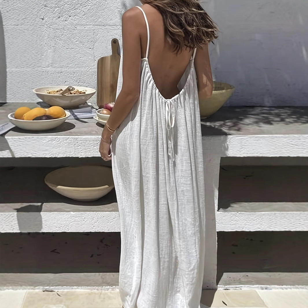 Women's Backless Loose Long Home Wear Dress