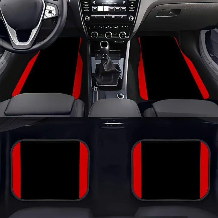 Polyester Car Mats with Red Vertical Stripes – Non-Slip and Washable for Any Vehicle