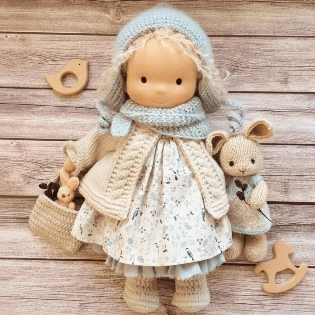 Selina – Handgefertigte Waldorfpuppe aus Baumwolle für kreatives Spielen