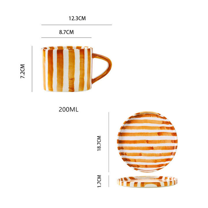 RetroChic Ceramic Coffee Set | Hand-Painted Cup and Saucer for Sophisticated Drink Moments