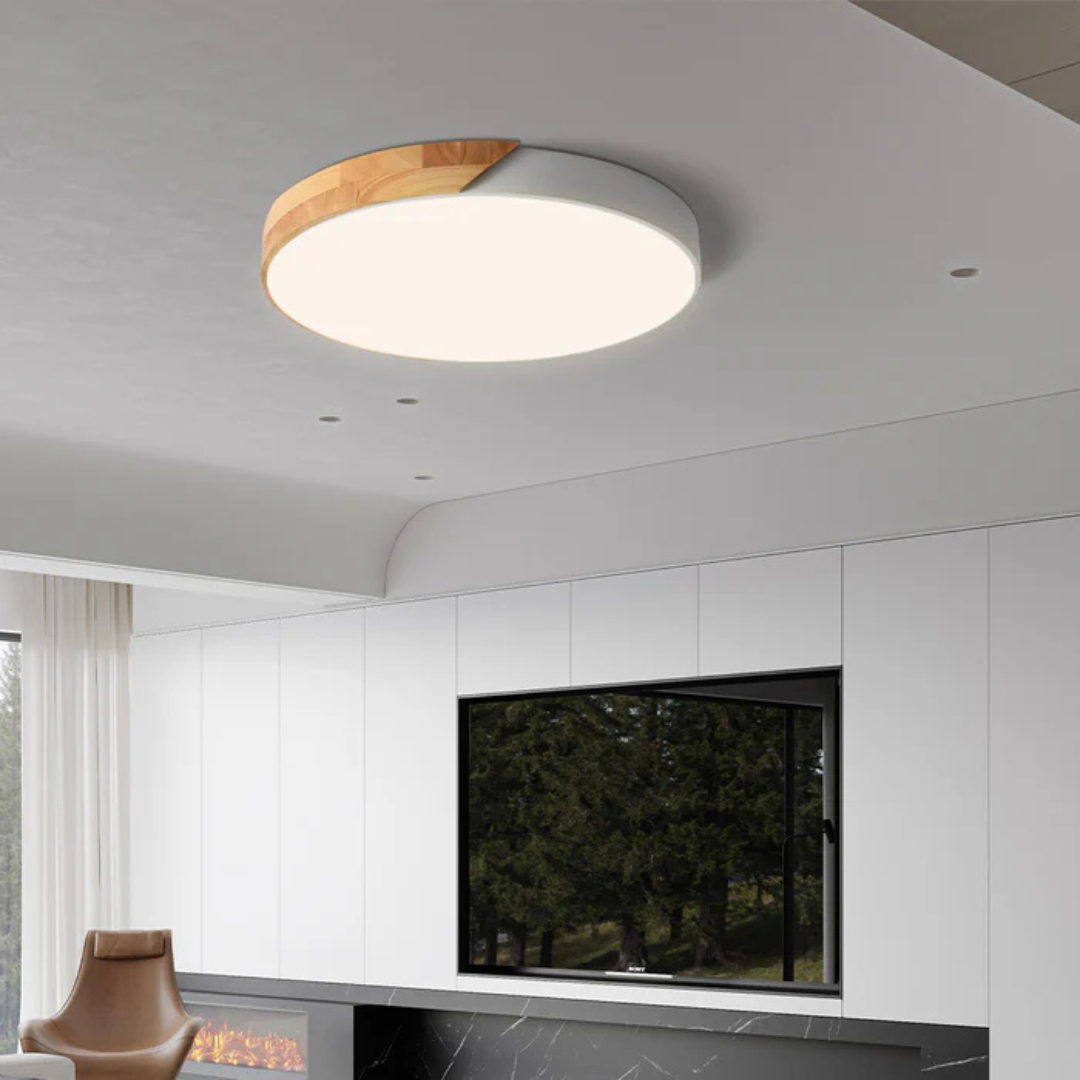 Delos Skandi Wooden Ceiling Lamp | Natural LED Design Light
