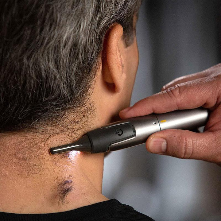 Professional Ultra-Thin Precision Trimmer | Titanium Stainless Steel Blades | Built-In LED Light | Micro-Oscillation Technology | For Nose, Ears and Contours