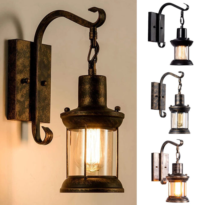 Silva Industrial Retro Wall Light Black/Bronze Interior Metal/Glass