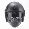 Vintage Open-Face Retro Motorcycle Helmet with Mask and Goggles