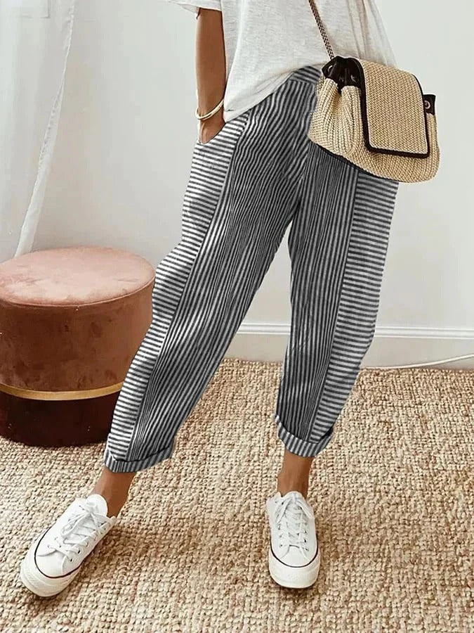 Striped Cotton Trousers – Comfort and Style for the Modern Woman