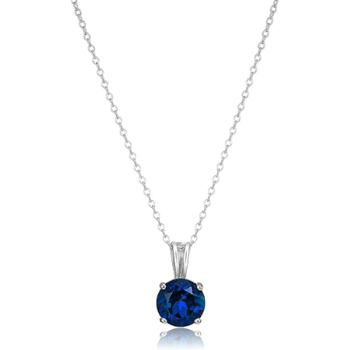 Elegant white gold necklace with round-cut sapphire