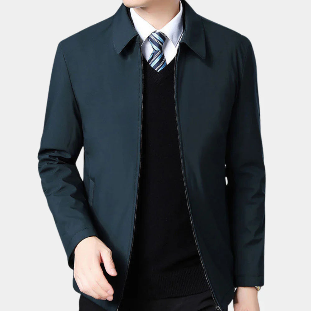 Men's Fall Jacket with Zipper and Classic Collar
