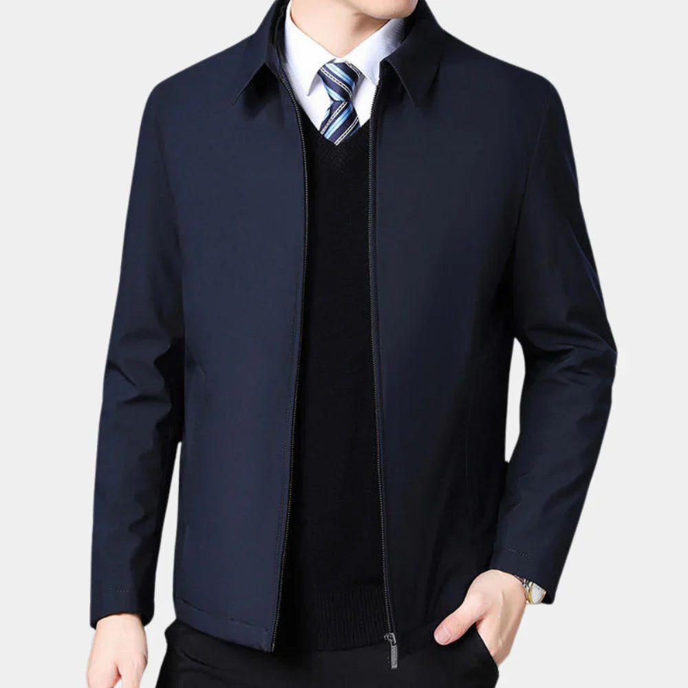 Men's Fall Jacket with Zipper and Classic Collar