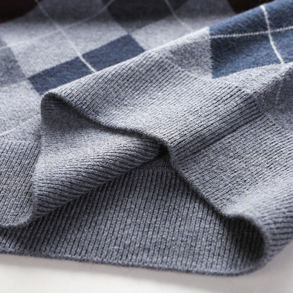 Men's Jumper with Stylish Argyle Pattern - Felix