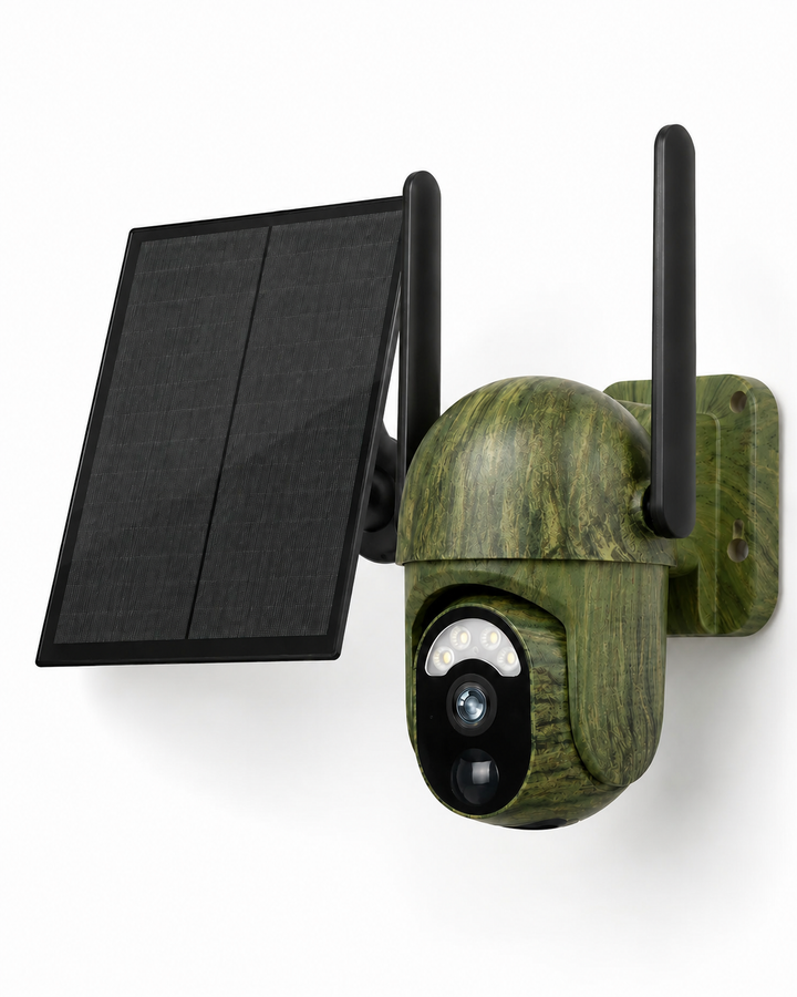 Solar-Powered Wireless Security Camera with 4G LTE or Wi-Fi, 2K, PTZ, Night Vision