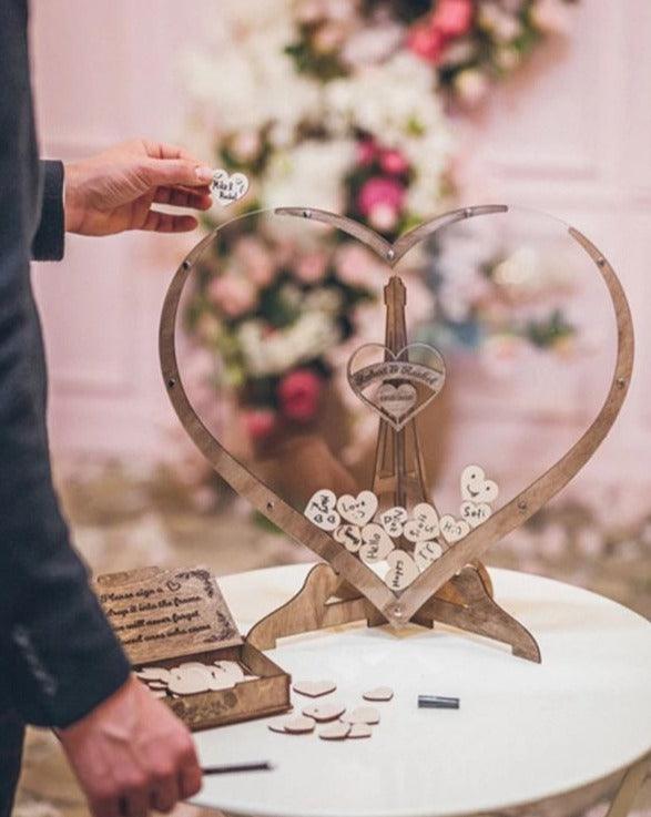 Heart-Shaped Wooden Guest Book – Memoro