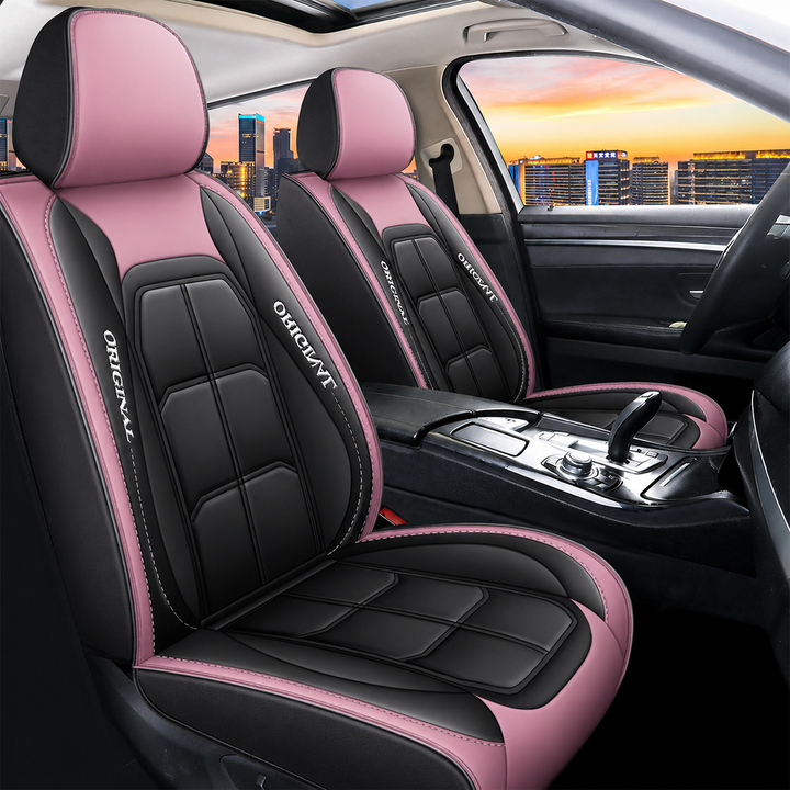 Car Front Seat Covers, 2-Piece PU Leather Set with Universal Fit