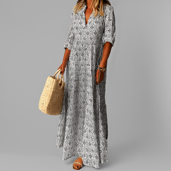 Women’s Vintage Print Lightweight Cotton Maxi Dress