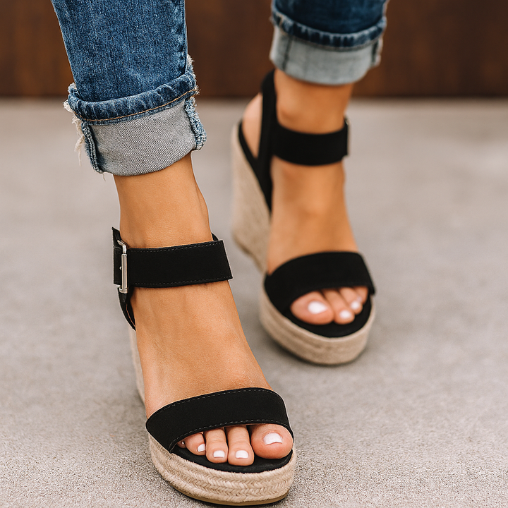 Espadrille Heel Open Toe Wedge Sandals