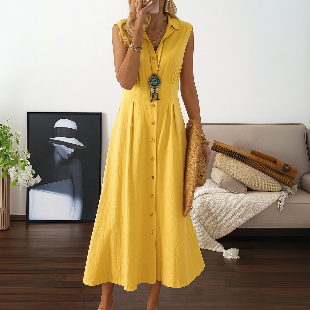 Flowy A Line Button Down Maxi Dress