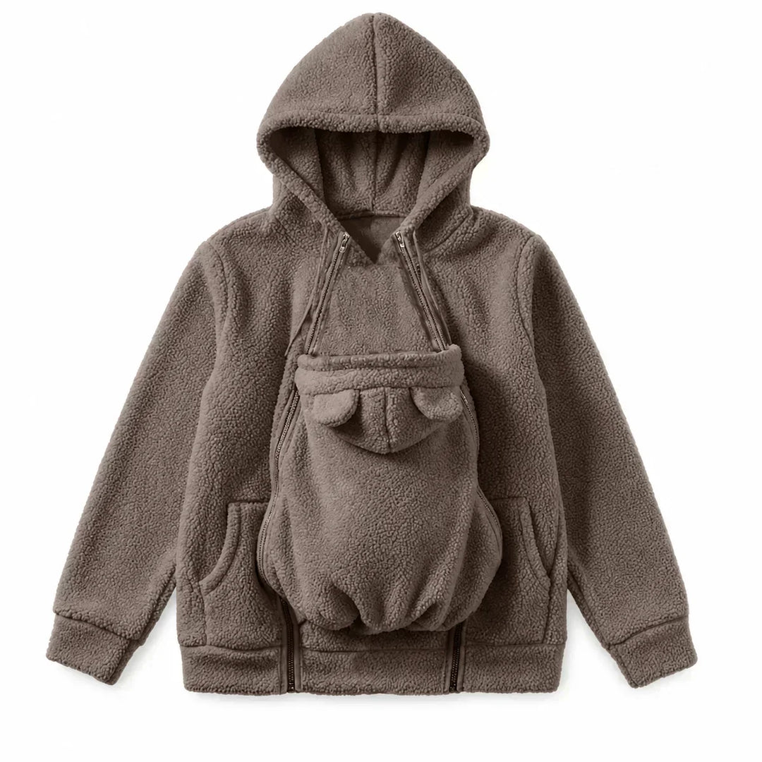 Soft Fleece Baby-Carrying Hoodie with Front Pouch