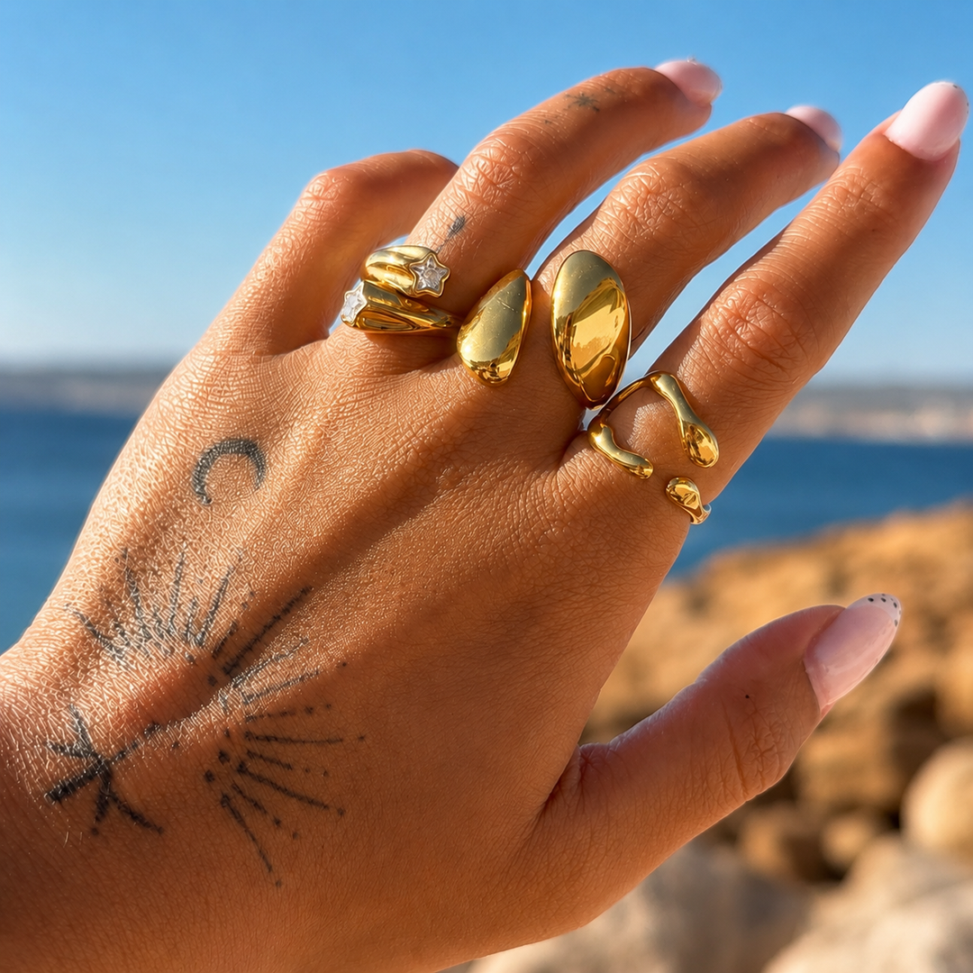 Drift – Adjustable Open Ring – Organic Wave Design