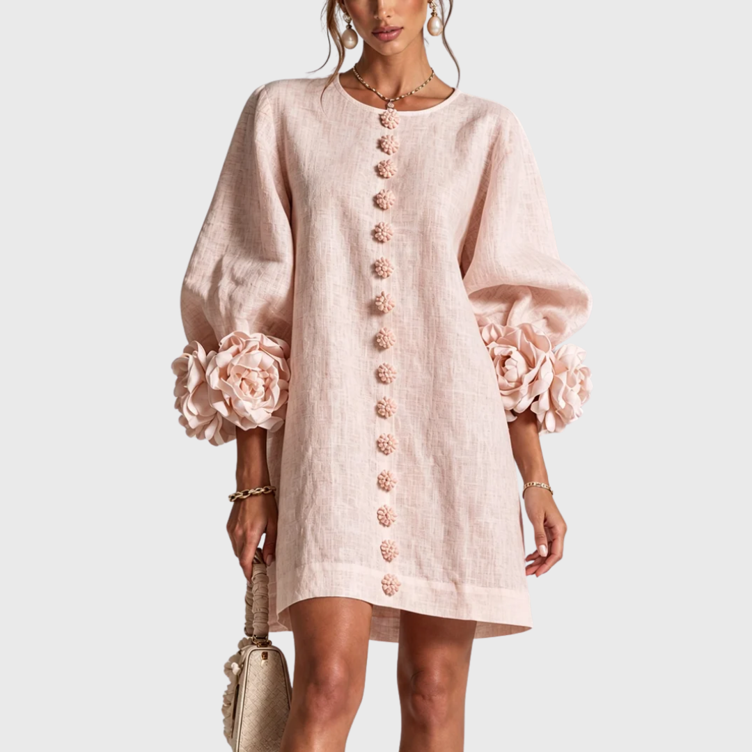 Elegant mini dress with puff sleeves