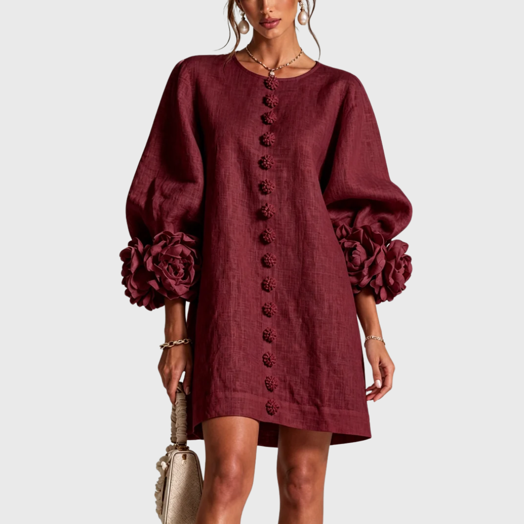 Elegant mini dress with puff sleeves