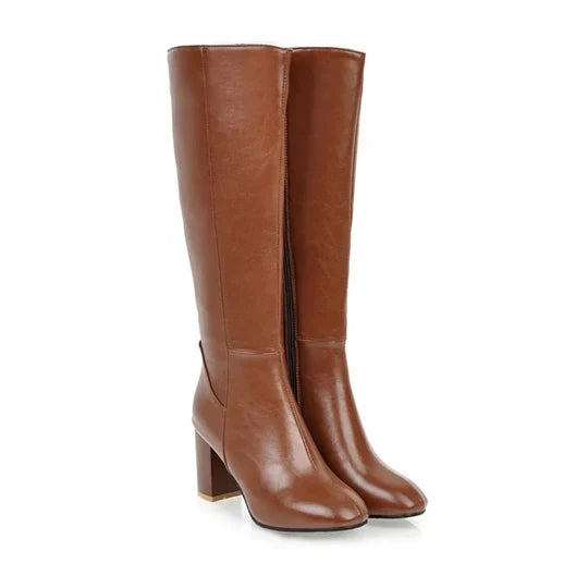 Women's Heeled Knee-High Boots with Zipper