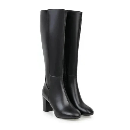 Women's Heeled Knee-High Boots with Zipper