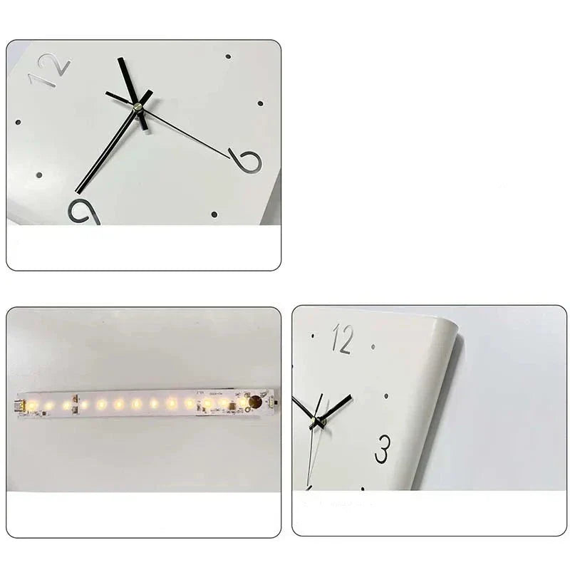 Quadratische Doppelseitige Wanduhr | Minimalistisches, beleuchtetes Design