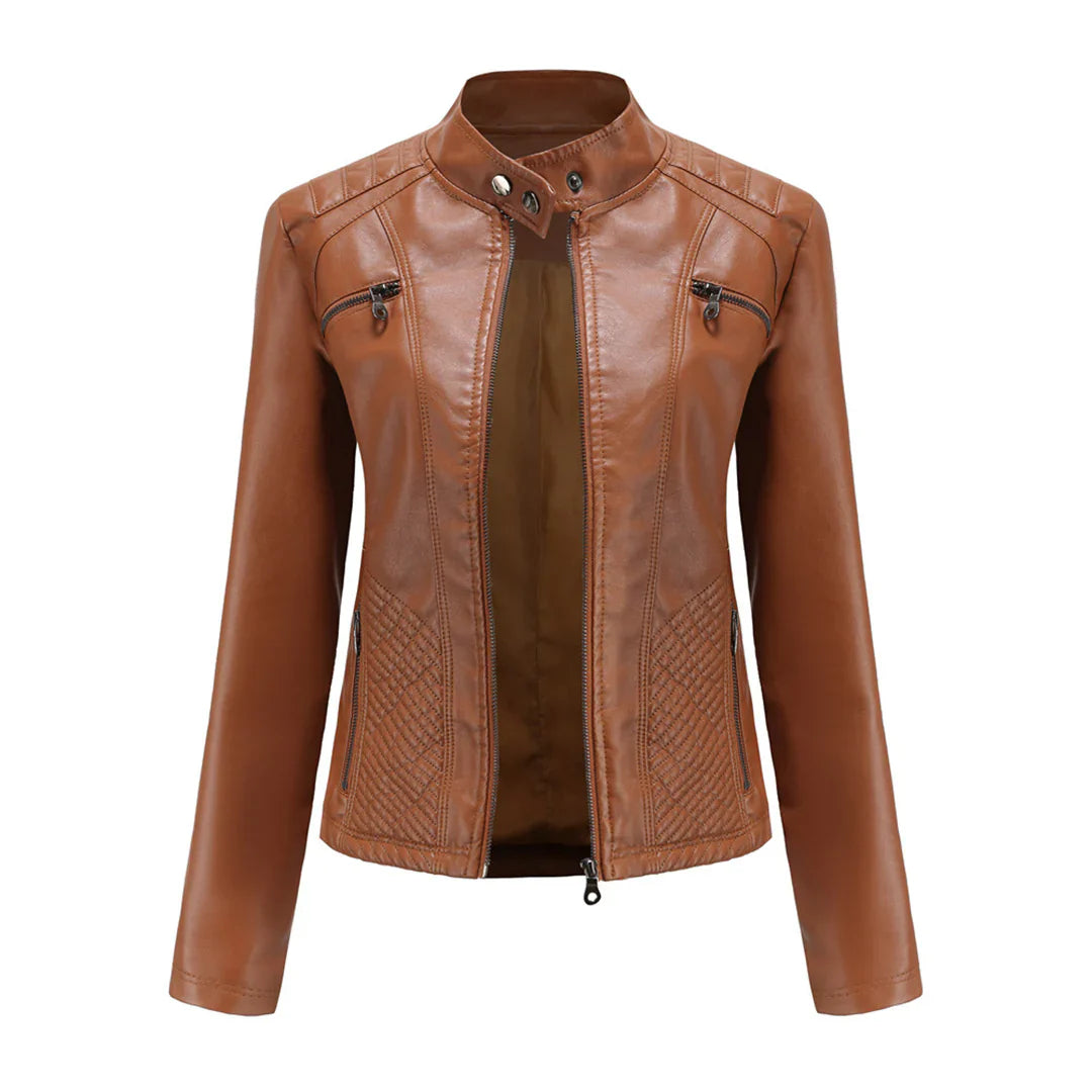 Faux Leather Biker Jacket for Women