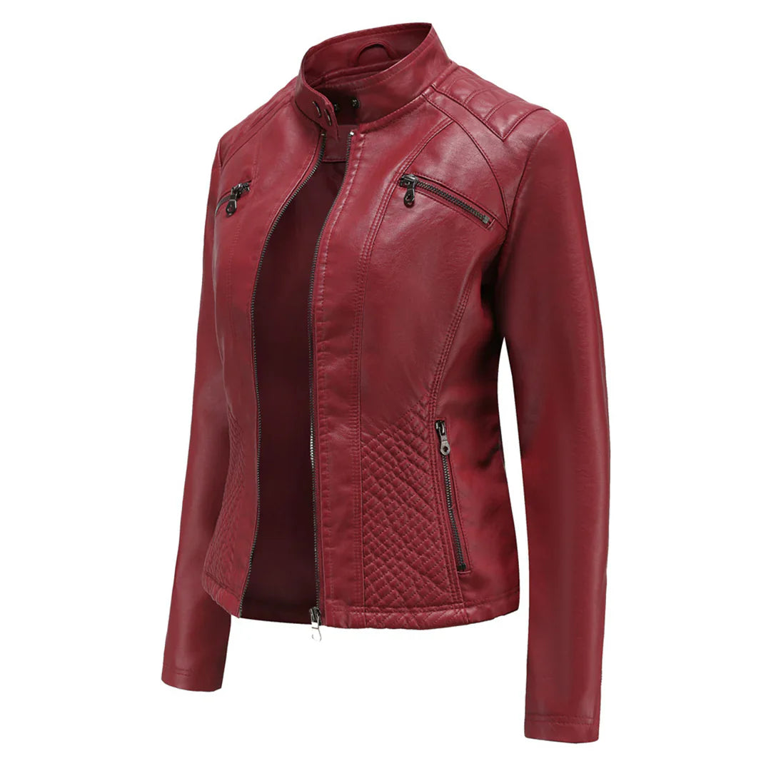 Faux Leather Biker Jacket for Women