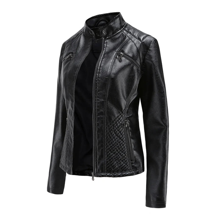 Faux Leather Biker Jacket for Women