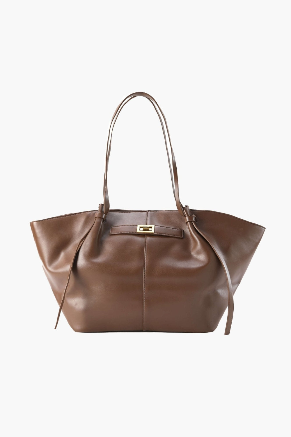 Leather Tote Bag for Everyday Use with Front Fastening