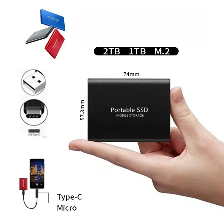 2 TB external SSD – portable, shockproof, high-speed storage drive