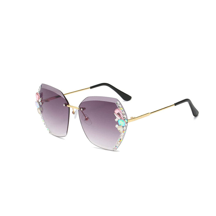 Rimless Sunglasses with Rhinestones