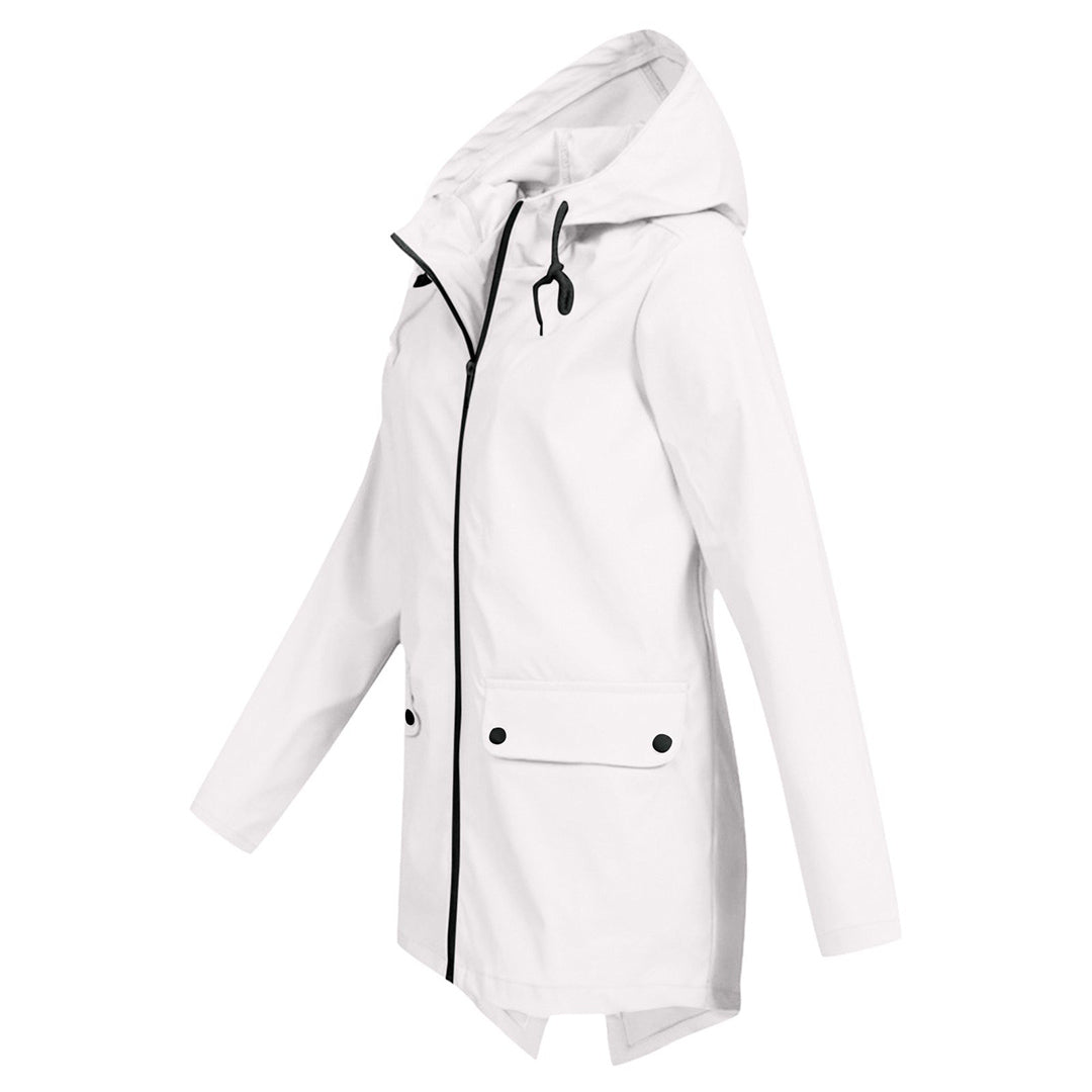 water-resistant Women's Mid-Length Jacket with Zipper